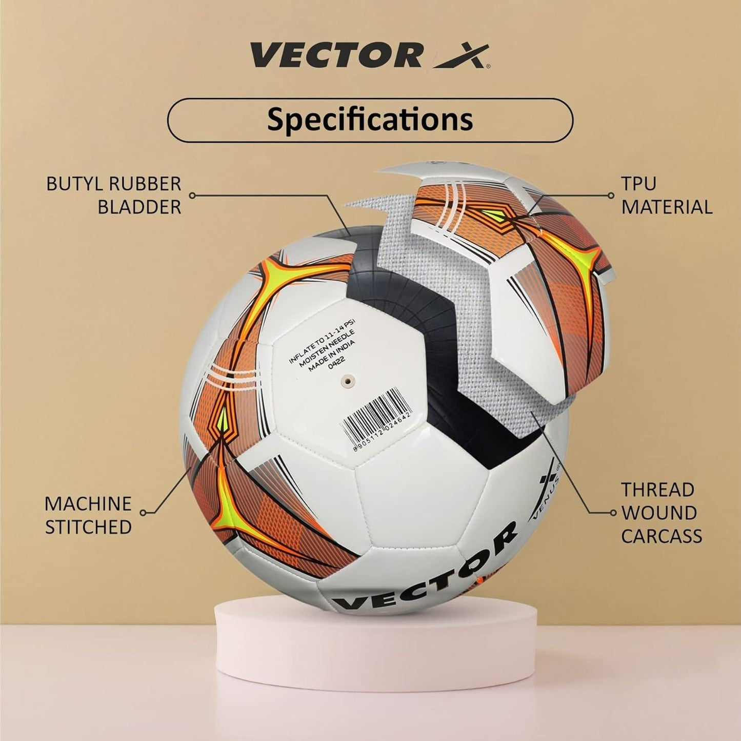 Vector X Venus Football - , White,Orange