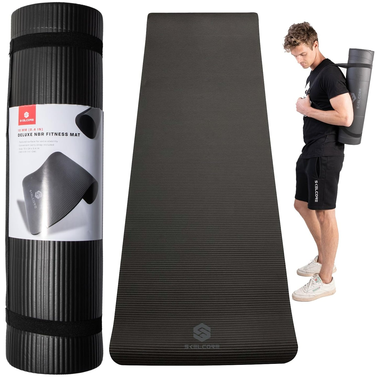 Skelcore 10mm Yoga Mat with Holding Straps