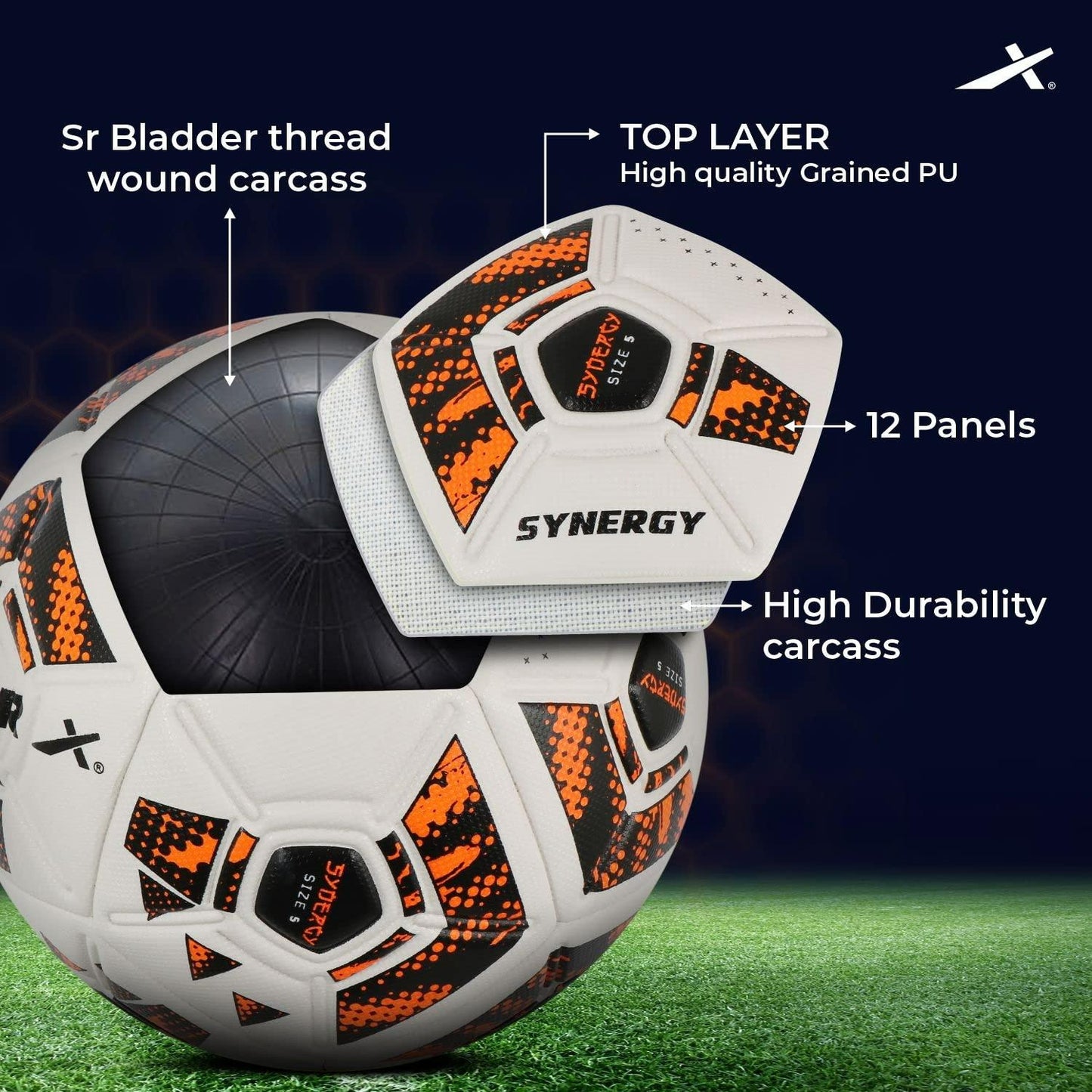 VECTOR X Synergy Thermo Fusion Embossed PU Football