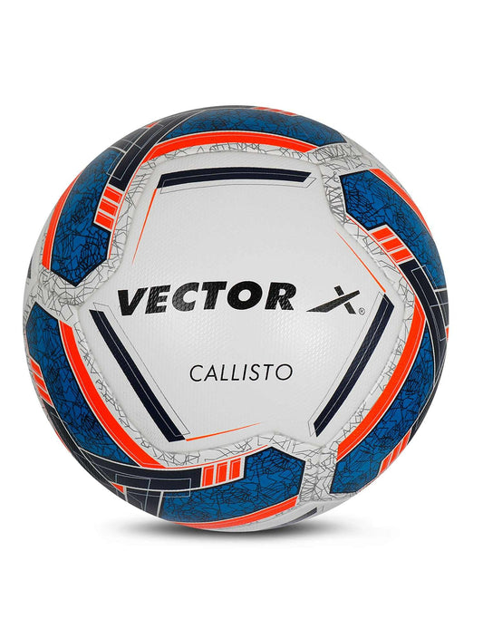 Vector X 8 Panel Callisto Microfiber Embose PU Thermobonded FIFA Quality Indoor/Outdoor Football with Latex Bladder, Blue-Orange, Size 5, Suitable for Match and Training for Adults